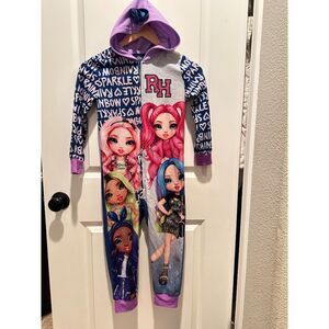 Rainbow High Girl's One Piece Zip Up Sleeper Pajamas Size S (6/6X)